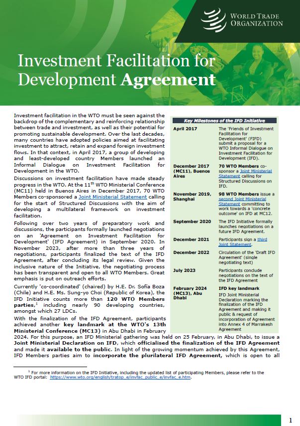 Factsheet on Investment Facilitation for Developments pdf
